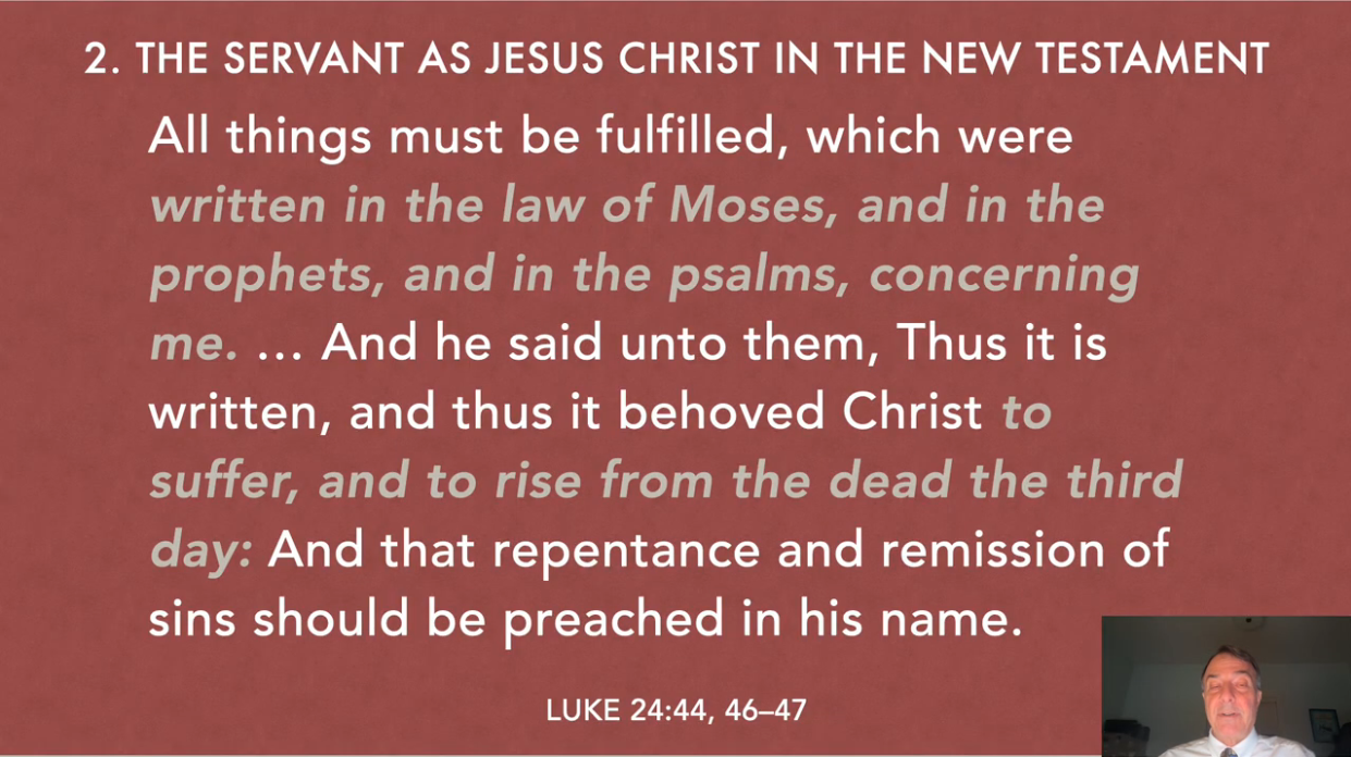 Luke 24:44, 46–47 quotation connecting scripture with Christ’s suffering, resurrection, and the preaching of repentance and forgiveness.